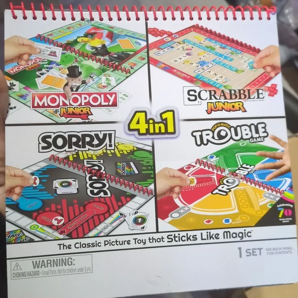Colorforms 4 In 1 Game Book (Monopoly Jr., Scrabble Jr., Sorry, And Trouble)